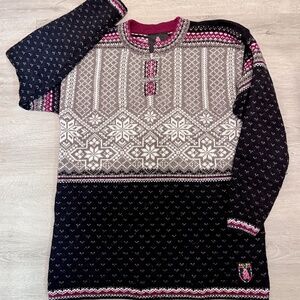 Selbu Norwegian 100% Wool Men’s L Nordic Ski Sweater Fair Isle Snowflake Pullove